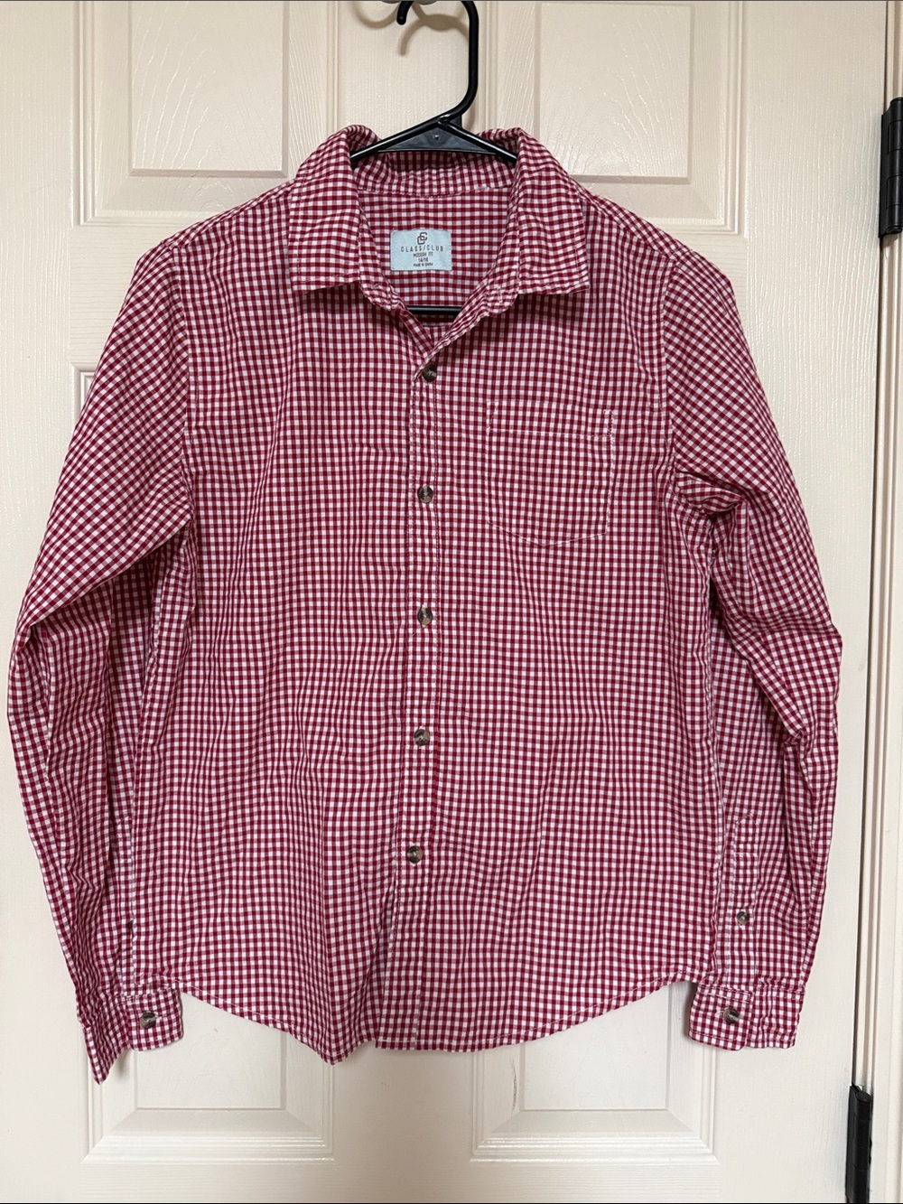 Class Club Red and White Gingham Button-Down Shirt